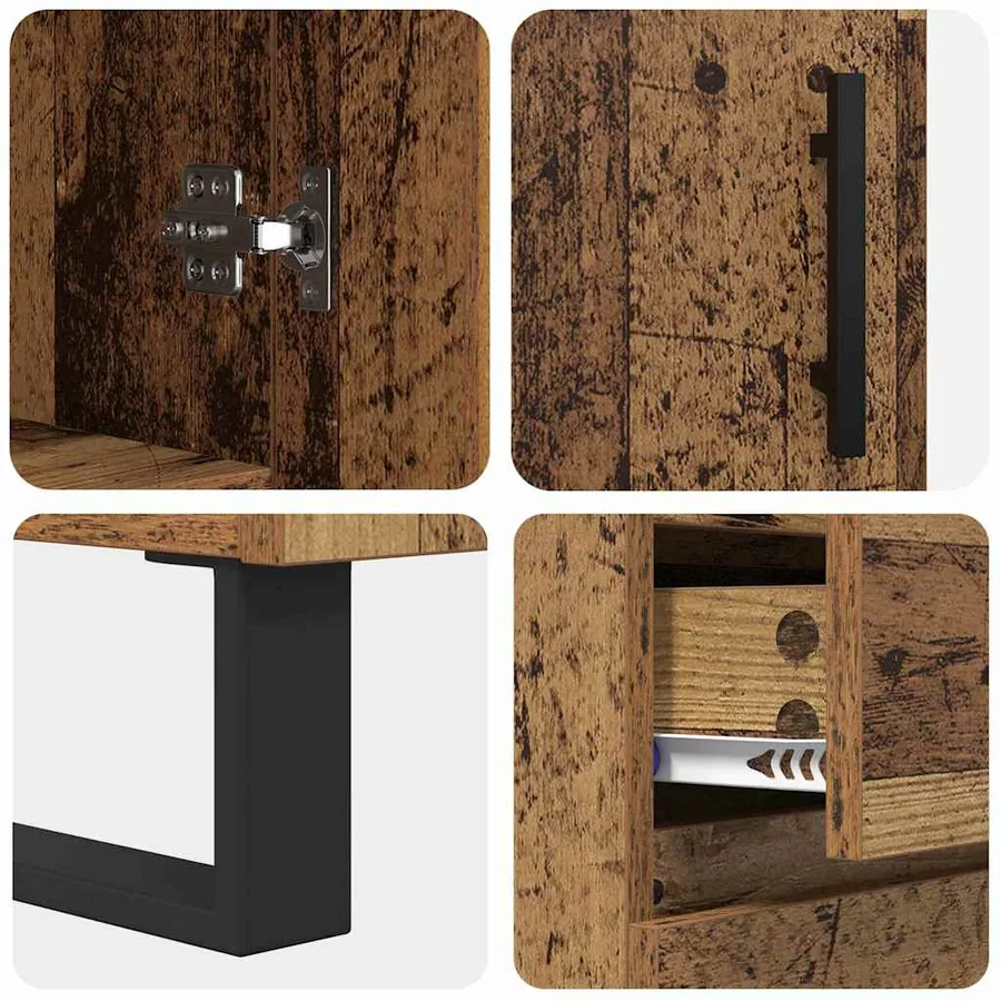 Haut Armoire avec tiroir 2 pcs Bois ancien Bois d'ingénierie - 11