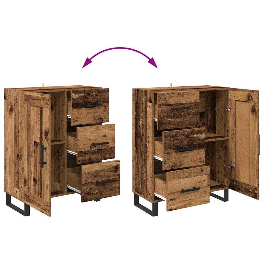 Haut Armoire avec tiroir 2 pcs Bois ancien Bois d'ingénierie - 13