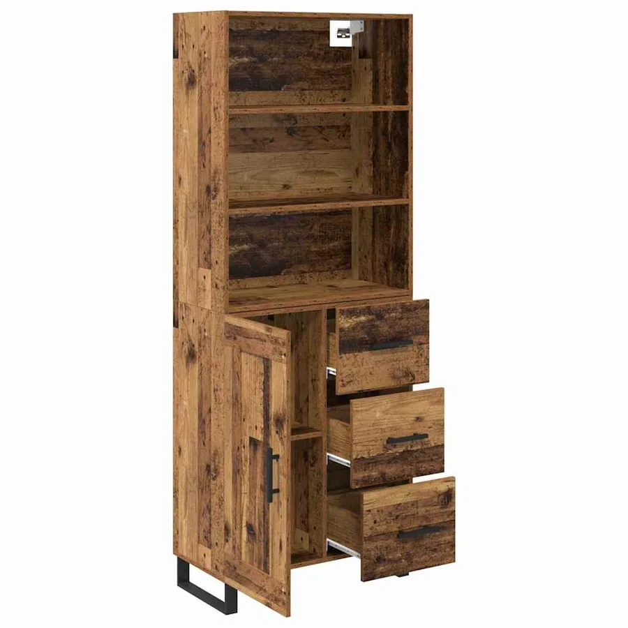Haut Armoire avec tiroir 2 pcs Bois ancien Bois d'ingénierie - 5
