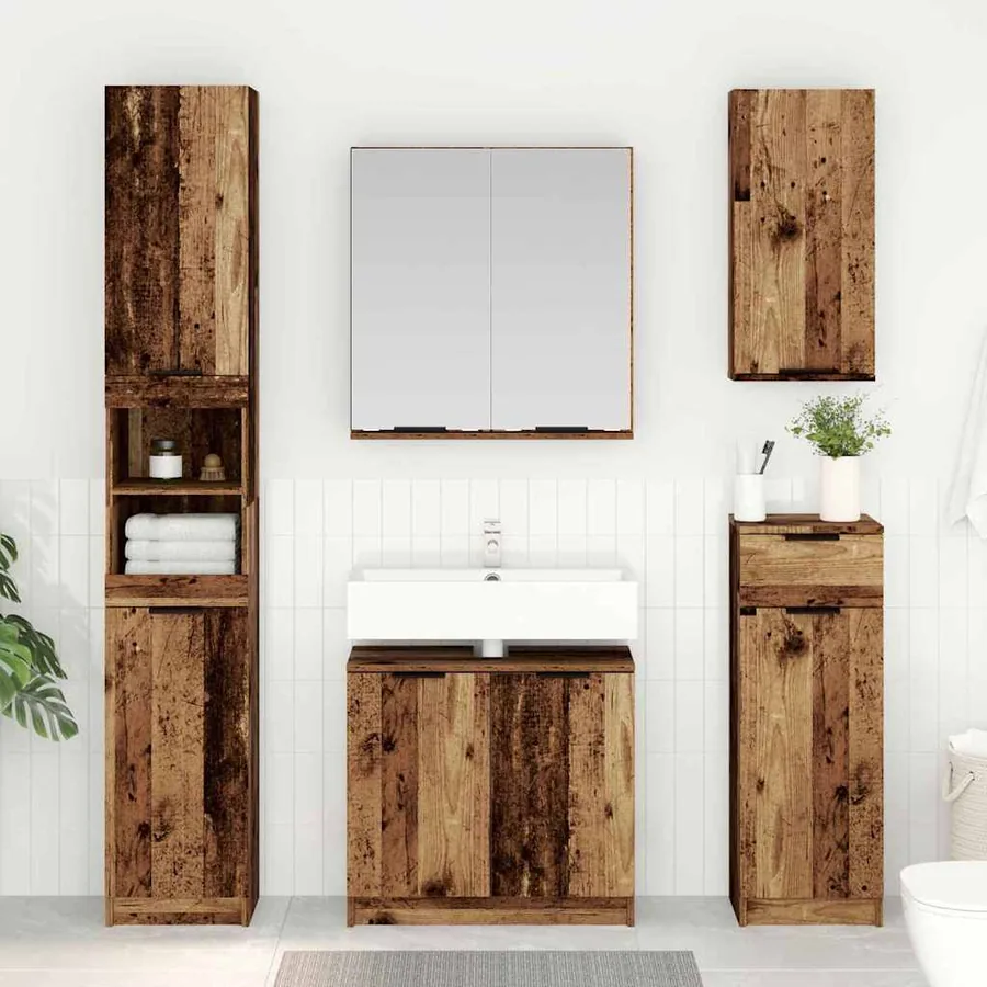 Ensemble de Meubles de Salle de Bain avec étagère Bois Ancien