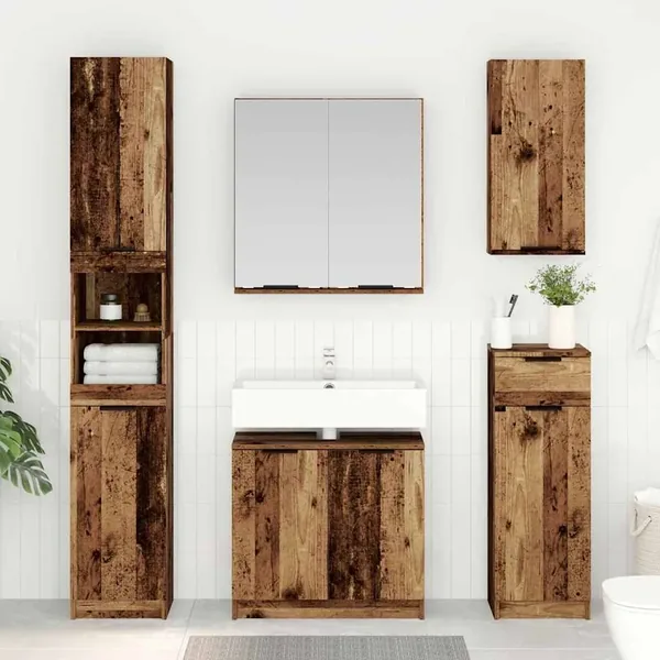 Ensemble de Meubles de Salle de Bain avec étagère Bois Ancien