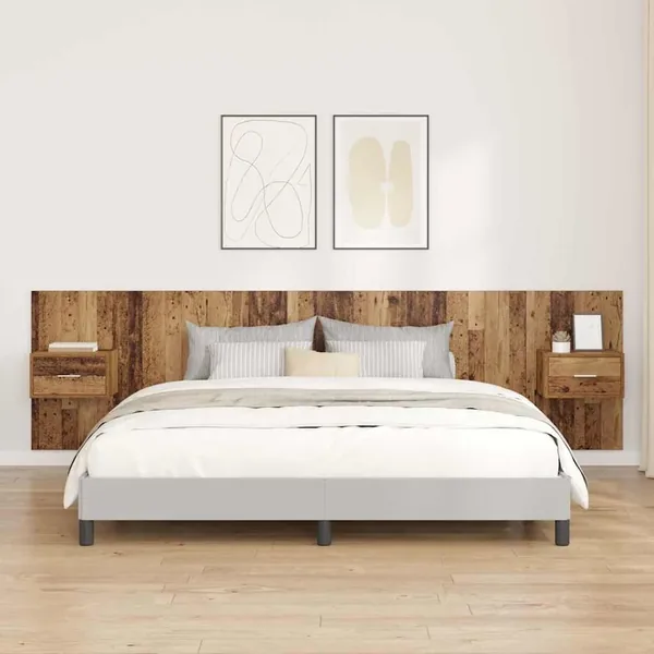 Tête de lit avec armoire 3 pcs Bois Ancien Bois d'ingénierie