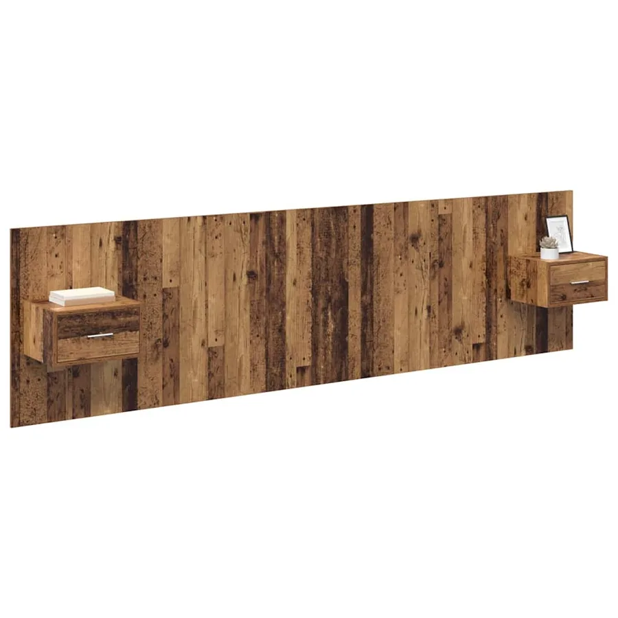 Tête de lit avec armoire 3 pcs Bois Ancien Bois d'ingénierie - 3