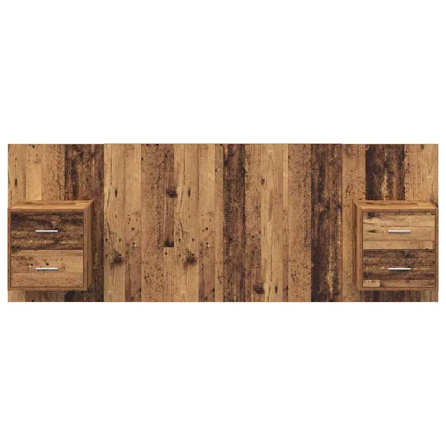 Tête de lit avec armoire 3 pcs Bois Ancien Bois d'ingénierie - 7