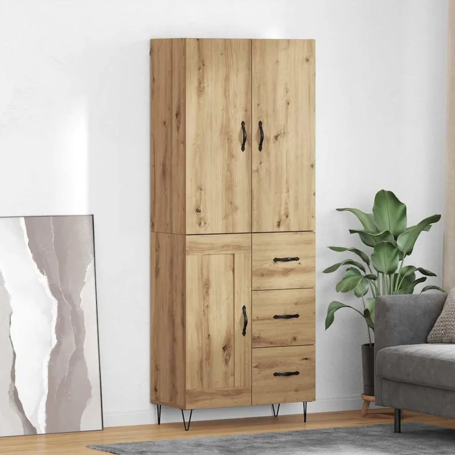 Haut Armoire 2 pcs Chêne artisanal 69,5 x 34 x 180 cm