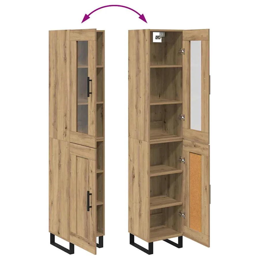 Haut Armoire Chêne artisanal 34,5 x 34 x 180 cm - 12