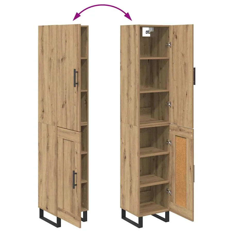 Haut Armoire Chêne artisanal 34,5 x 34 x 180 cm - 12