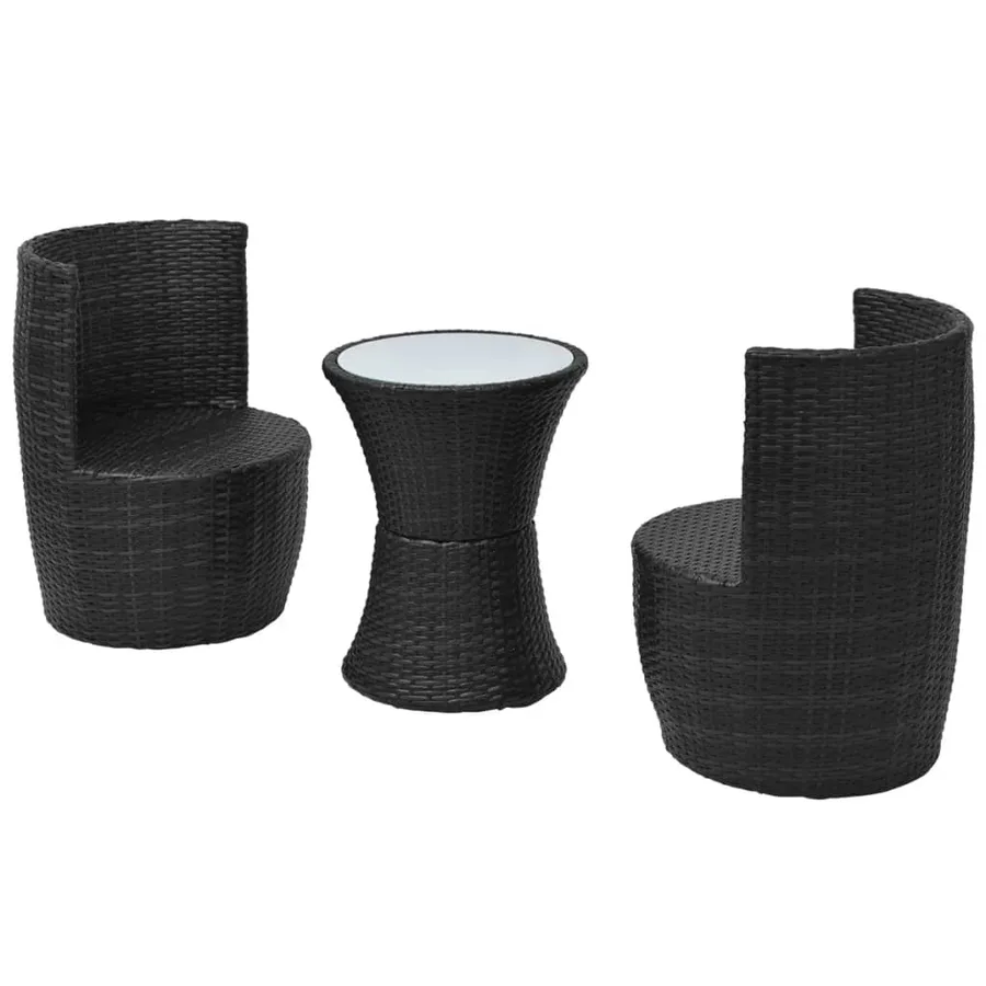 Mobilier de bistro 3 pcs avec coussins Résine tressée Noir - 4