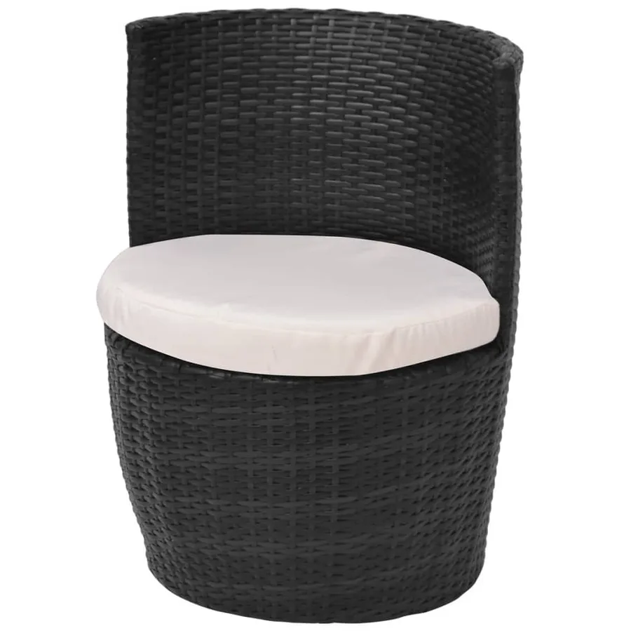 Mobilier de bistro 3 pcs avec coussins Résine tressée Noir - 5