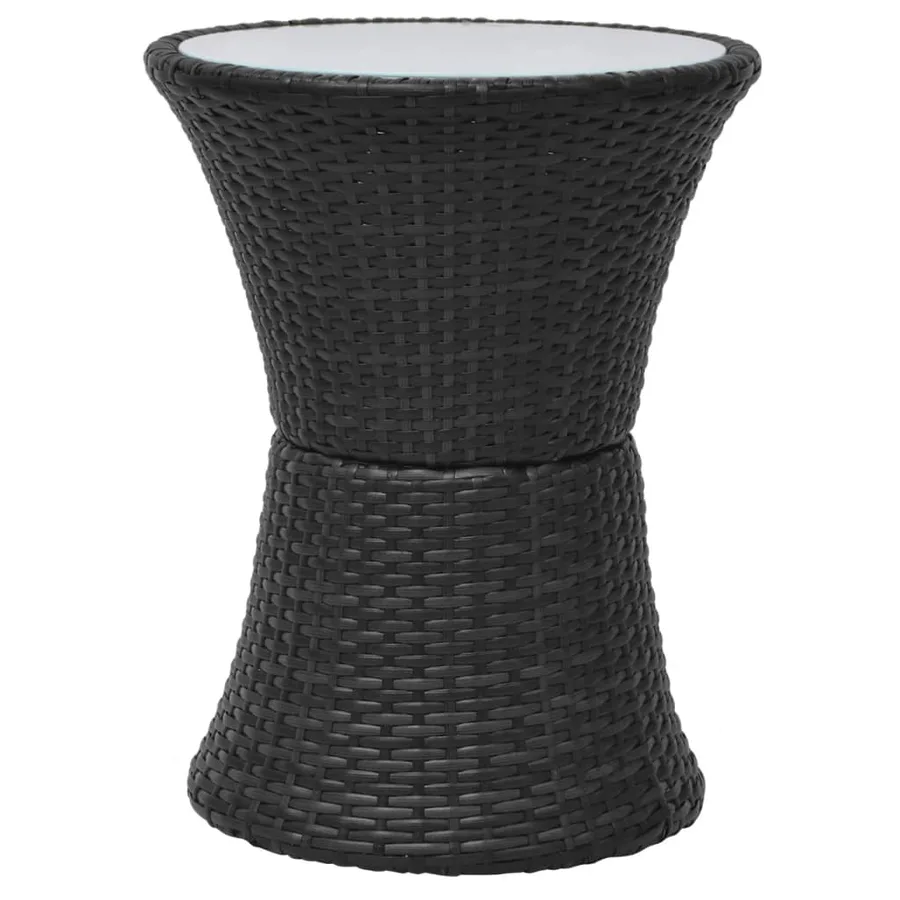 Mobilier de bistro 3 pcs avec coussins Résine tressée Noir - 6
