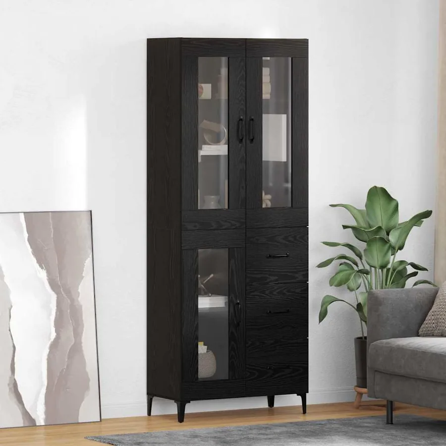 Haut Armoire Chêne noir 69,5 x 34 x 180 cm Bois d'ingénierie
