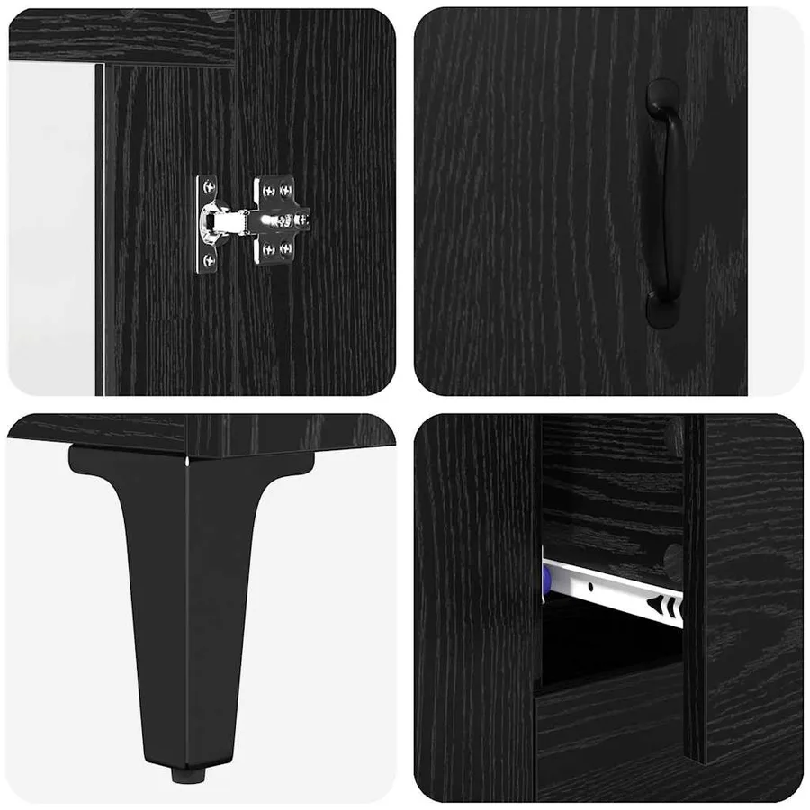 Haut Armoire Chêne noir 69,5 x 34 x 180 cm Bois d'ingénierie - 11