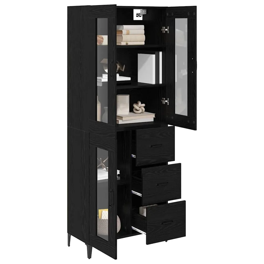 Haut Armoire Chêne noir 69,5 x 34 x 180 cm Bois d'ingénierie - 3