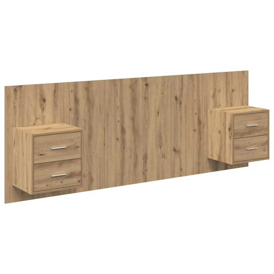 Tête de lit avec armoire 3 pcs Chêne artisanal - 2