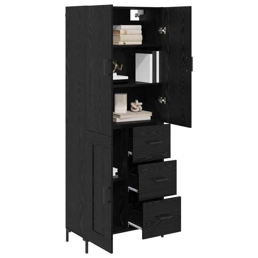 Haut Armoire Chêne noir 69,5 x 34 x 180 cm Bois d'ingénierie - 3