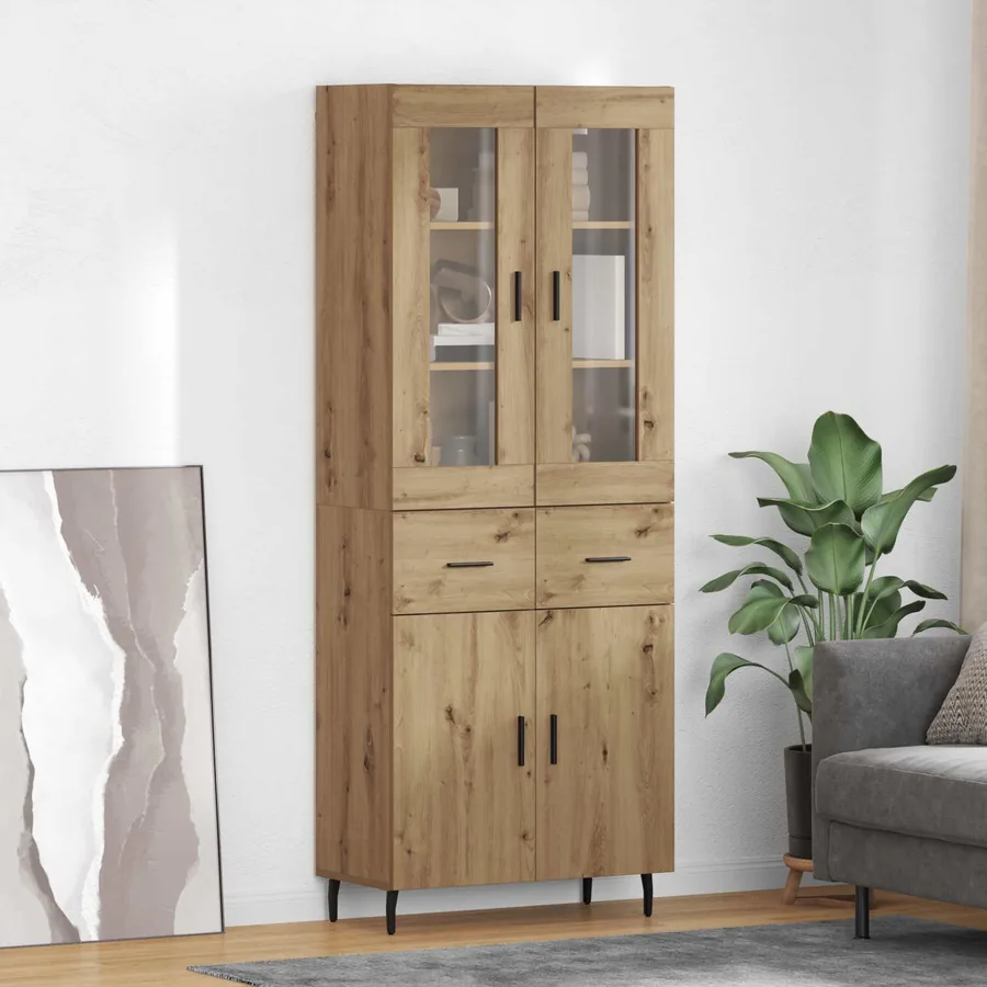 Haut Armoire 2 pcs Chêne artisanal 69,5 x 34 x 180 cm
