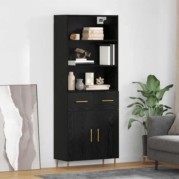 Haut Armoire Chêne noir 69,5 x 34 x 180 cm Bois d'ingénierie