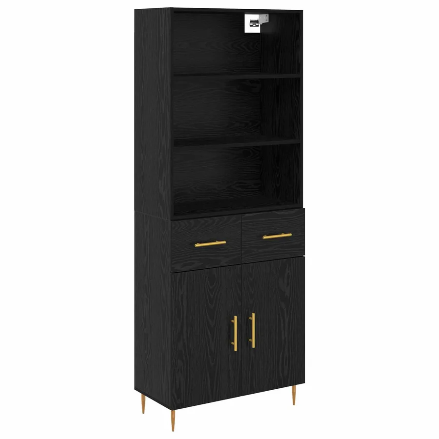 Haut Armoire Chêne noir 69,5 x 34 x 180 cm Bois d'ingénierie - 2