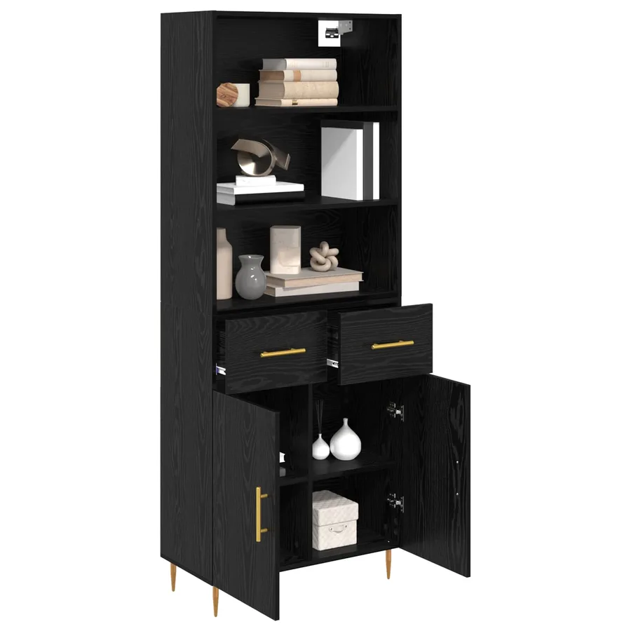Haut Armoire Chêne noir 69,5 x 34 x 180 cm Bois d'ingénierie - 3