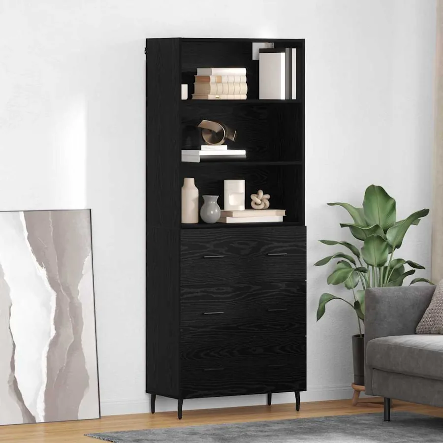 Haut Armoire avec tiroir Chêne noir 69,5 x 34 x 180 cm
