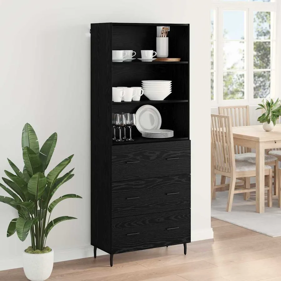 Haut Armoire avec tiroir Chêne noir 69,5 x 34 x 180 cm - 4