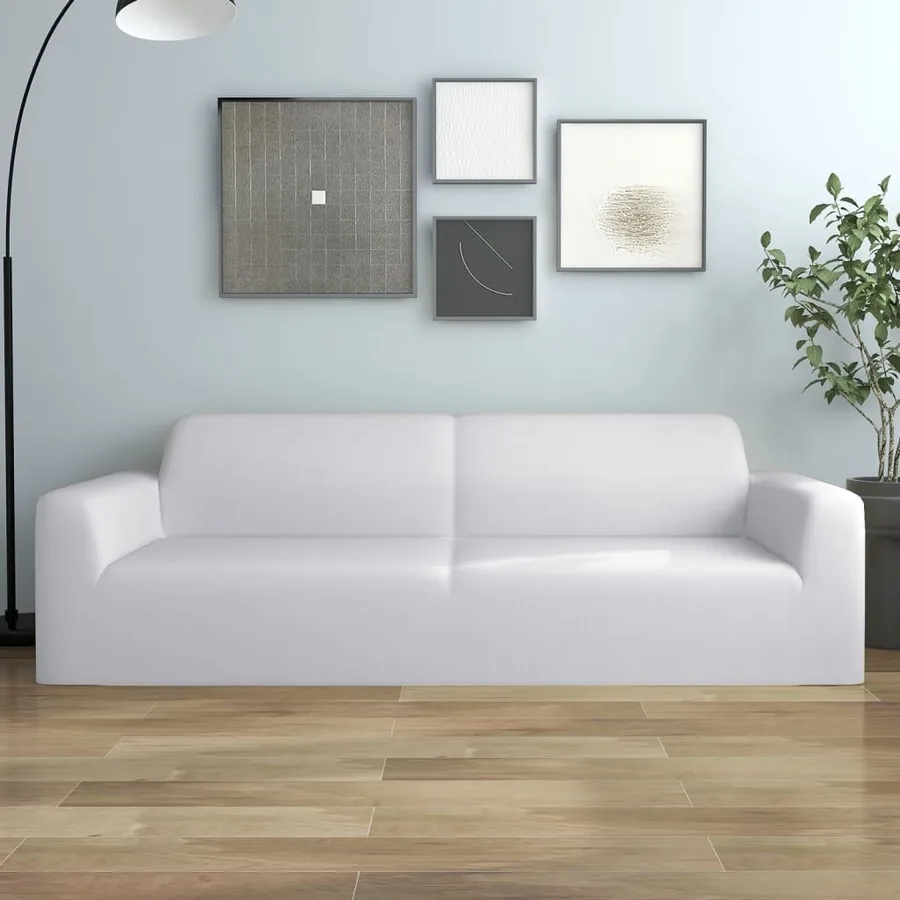 Housse extensible de canapé 2 places Blanc Jersey de polyester