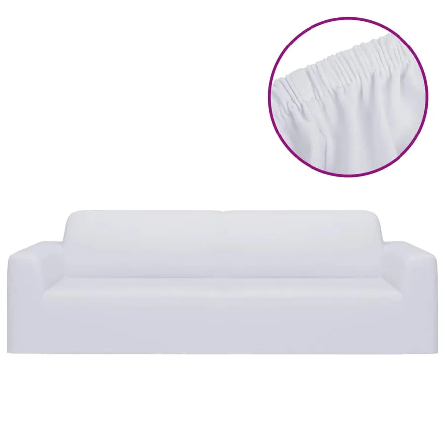 Housse extensible de canapé 2 places Blanc Jersey de polyester - 2