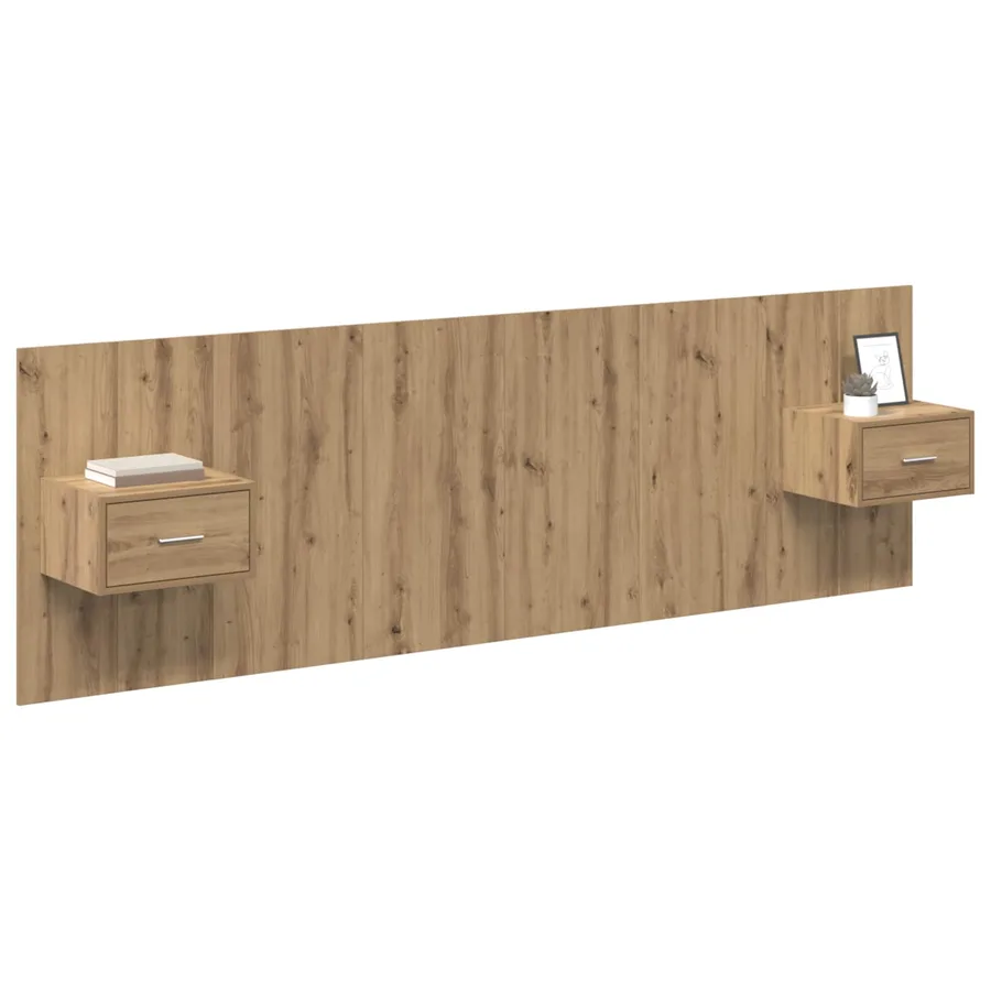 Tête de lit avec armoire 3 pcs Chêne artisanal - 3