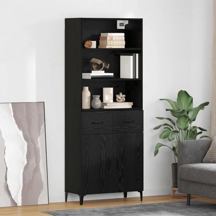 Haut Armoire Chêne noir 69,5 x 34 x 180 cm Bois d'ingénierie