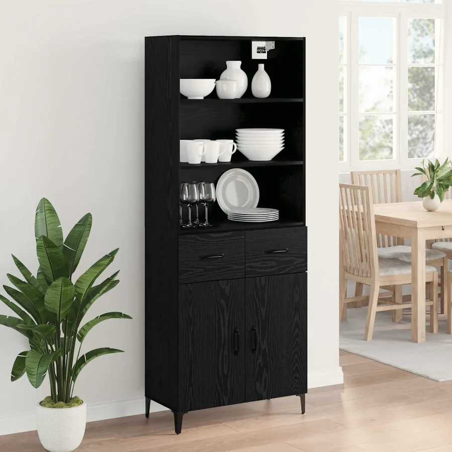Haut Armoire Chêne noir 69,5 x 34 x 180 cm Bois d'ingénierie - 4