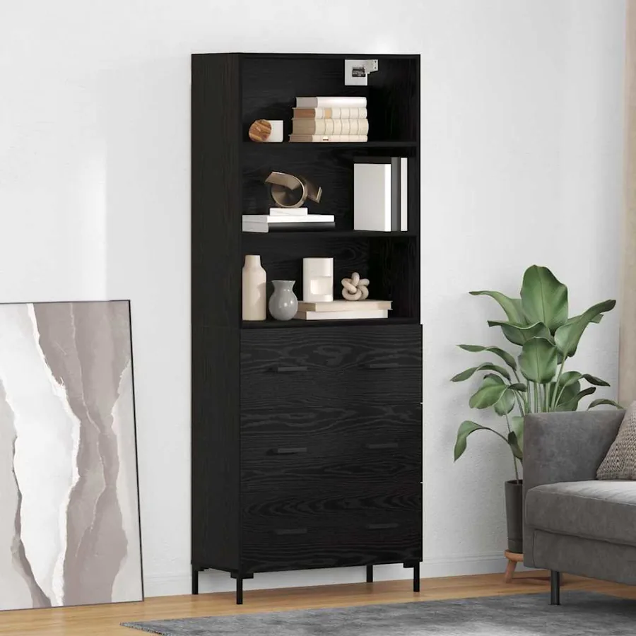 Haut Armoire Chêne noir 69,5 x 34 x 180 cm Bois d'ingénierie
