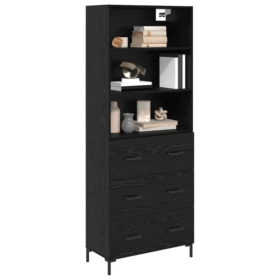 Haut Armoire Chêne noir 69,5 x 34 x 180 cm Bois d'ingénierie - 3