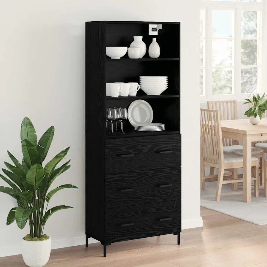 Haut Armoire Chêne noir 69,5 x 34 x 180 cm Bois d'ingénierie - 4
