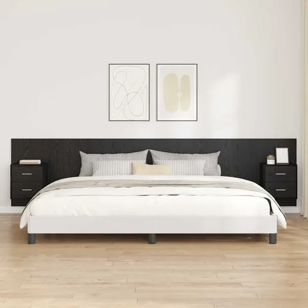 Tête de lit avec armoire 3 pcs Chêne noir Bois d'ingénierie
