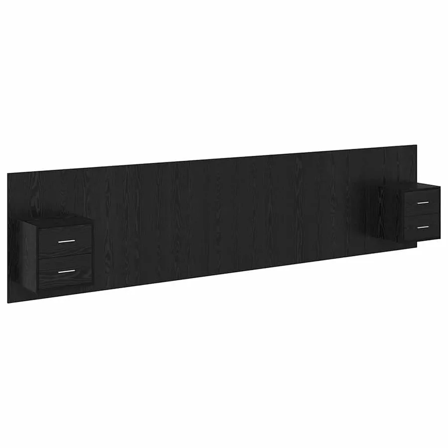 Tête de lit avec armoire 3 pcs Chêne noir Bois d'ingénierie - 2