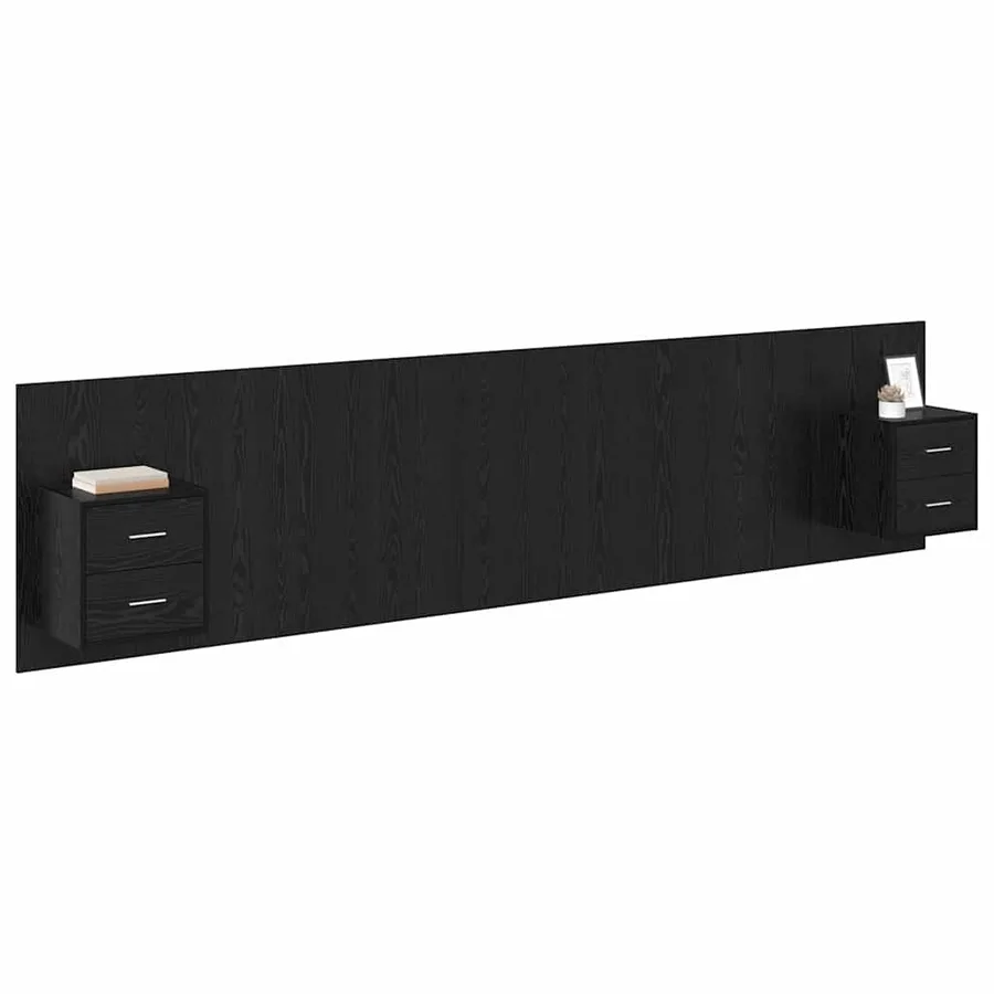 Tête de lit avec armoire 3 pcs Chêne noir Bois d'ingénierie - 3