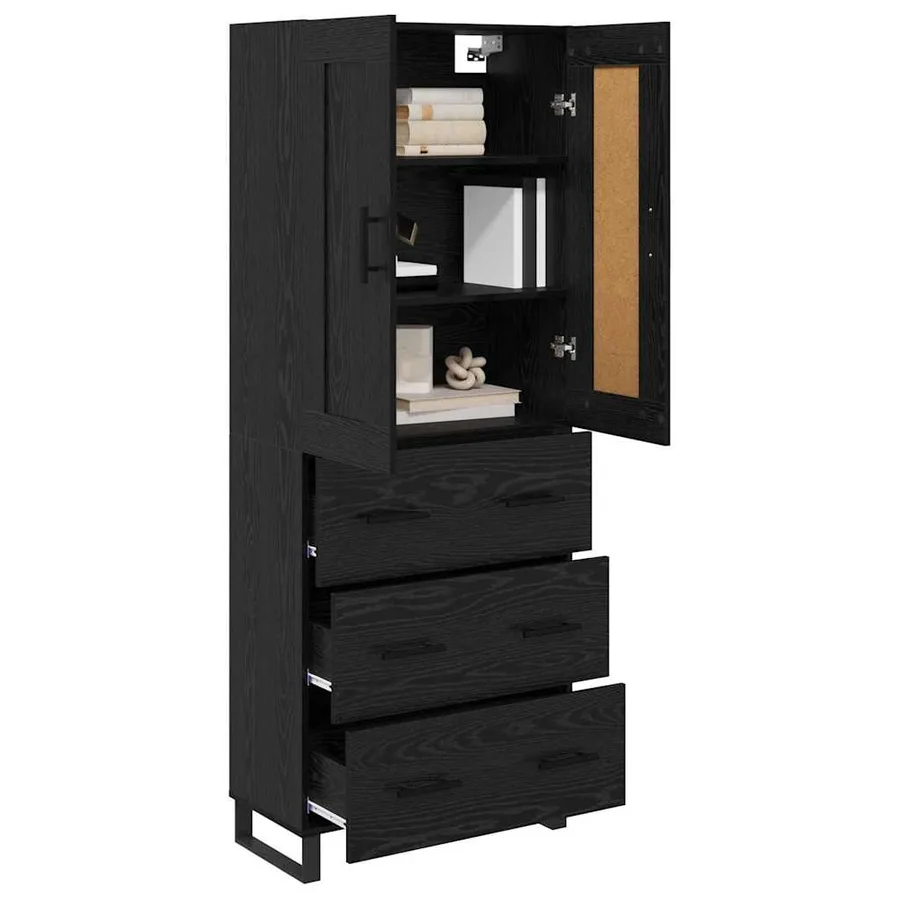 Haut Armoire Chêne noir 69,5 x 34 x 180 cm Bois d'ingénierie - 3
