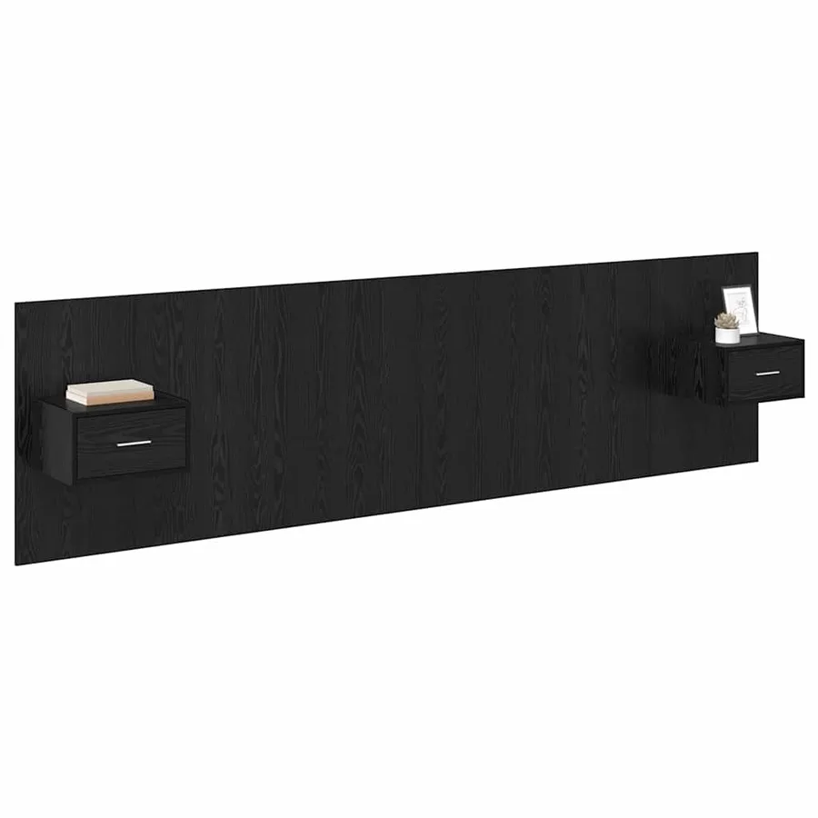 Tête de lit avec armoire 3 pcs Chêne noir Bois d'ingénierie - 3