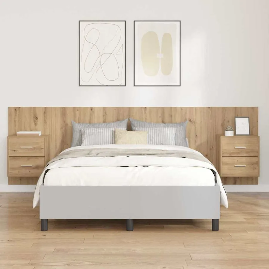 Tête de lit avec armoire 3 pcs Chêne artisanal
