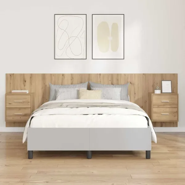 Tête de lit avec armoire 3 pcs Chêne artisanal