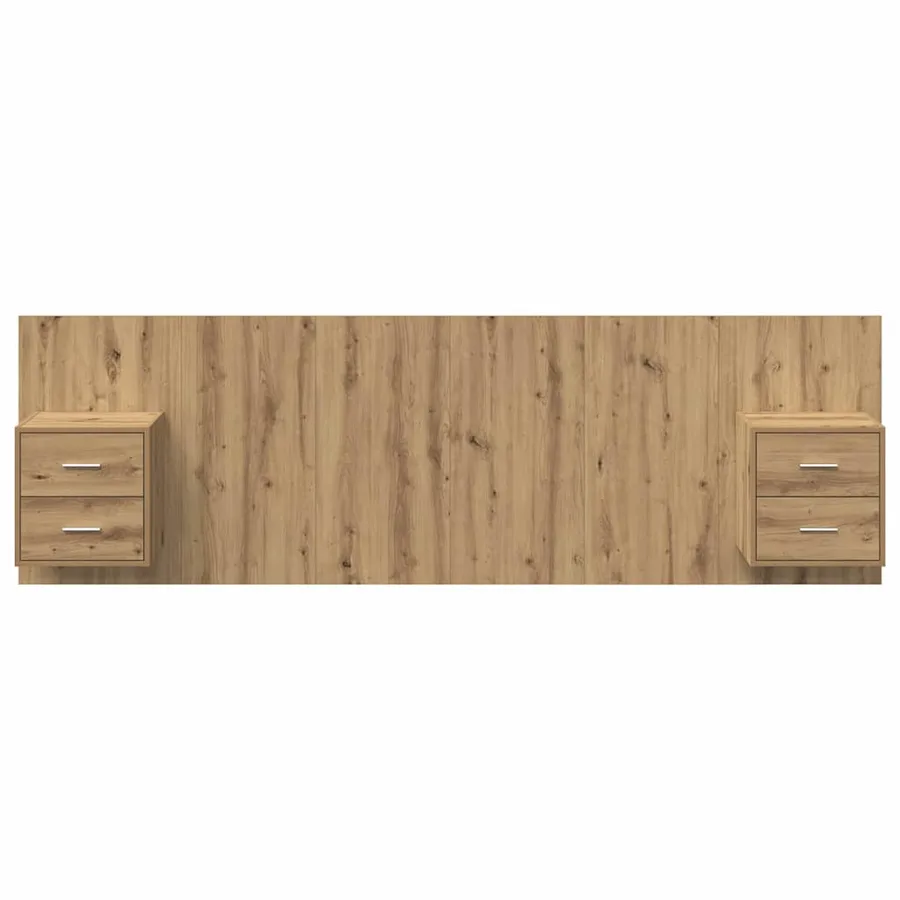 Tête de lit avec armoire 3 pcs Chêne artisanal - 7