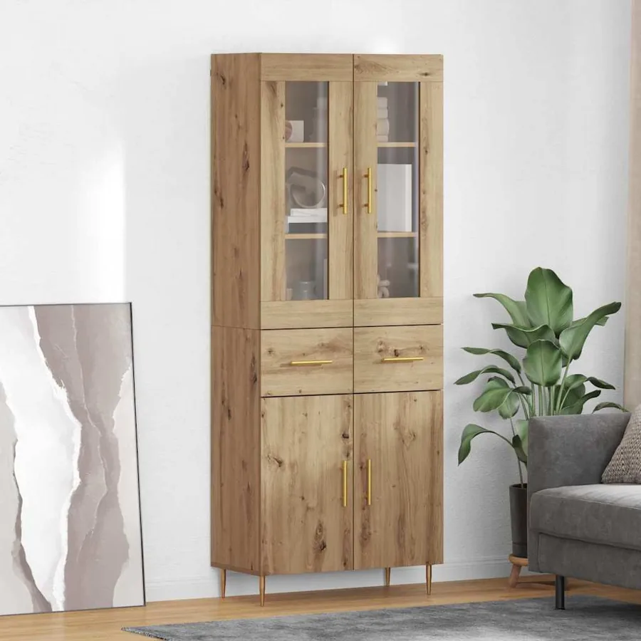 Haut Armoire 2 pcs Chêne artisanal 69,5 x 34 x 180 cm