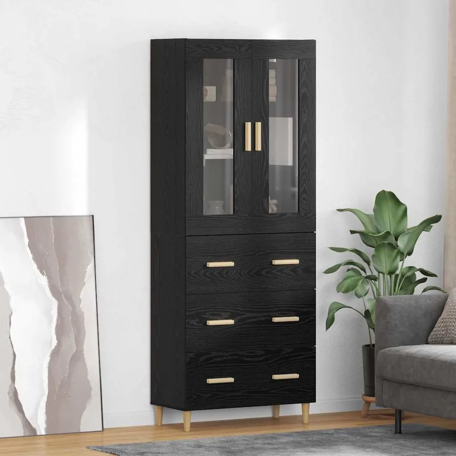 Haut Armoire avec tiroir Chêne noir 69,5 x 34 x 180 cm