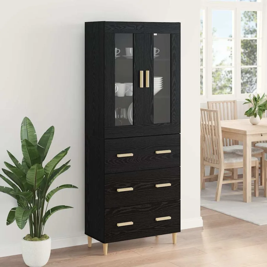 Haut Armoire avec tiroir Chêne noir 69,5 x 34 x 180 cm - 4