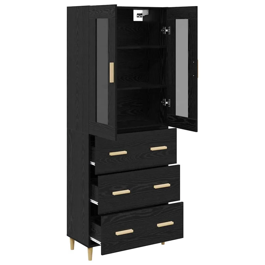 Haut Armoire avec tiroir Chêne noir 69,5 x 34 x 180 cm - 5