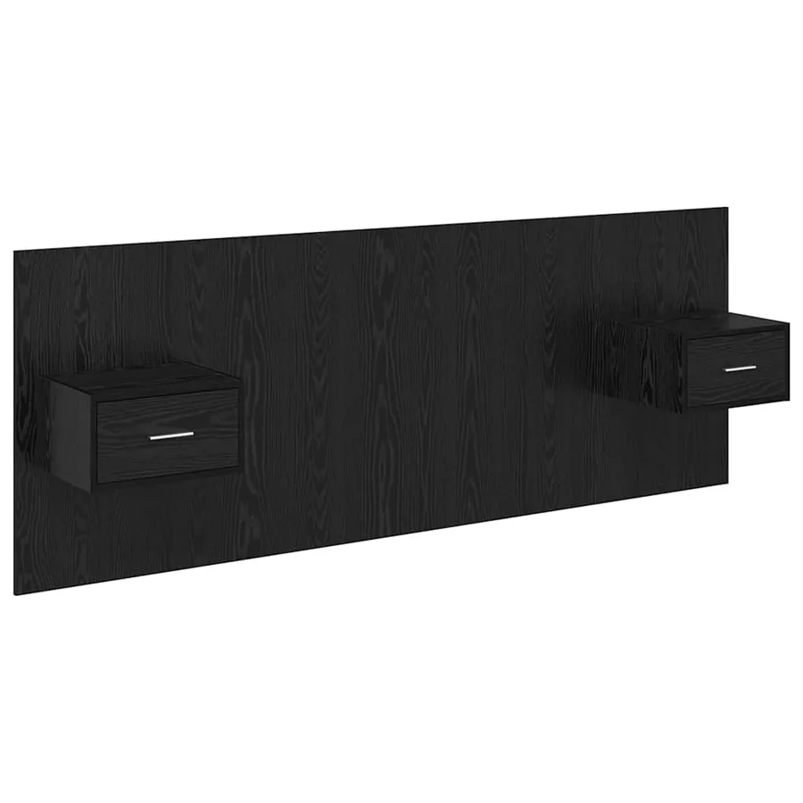 Tête de lit avec armoire 3 pcs Chêne noir Bois d'ingénierie - 2