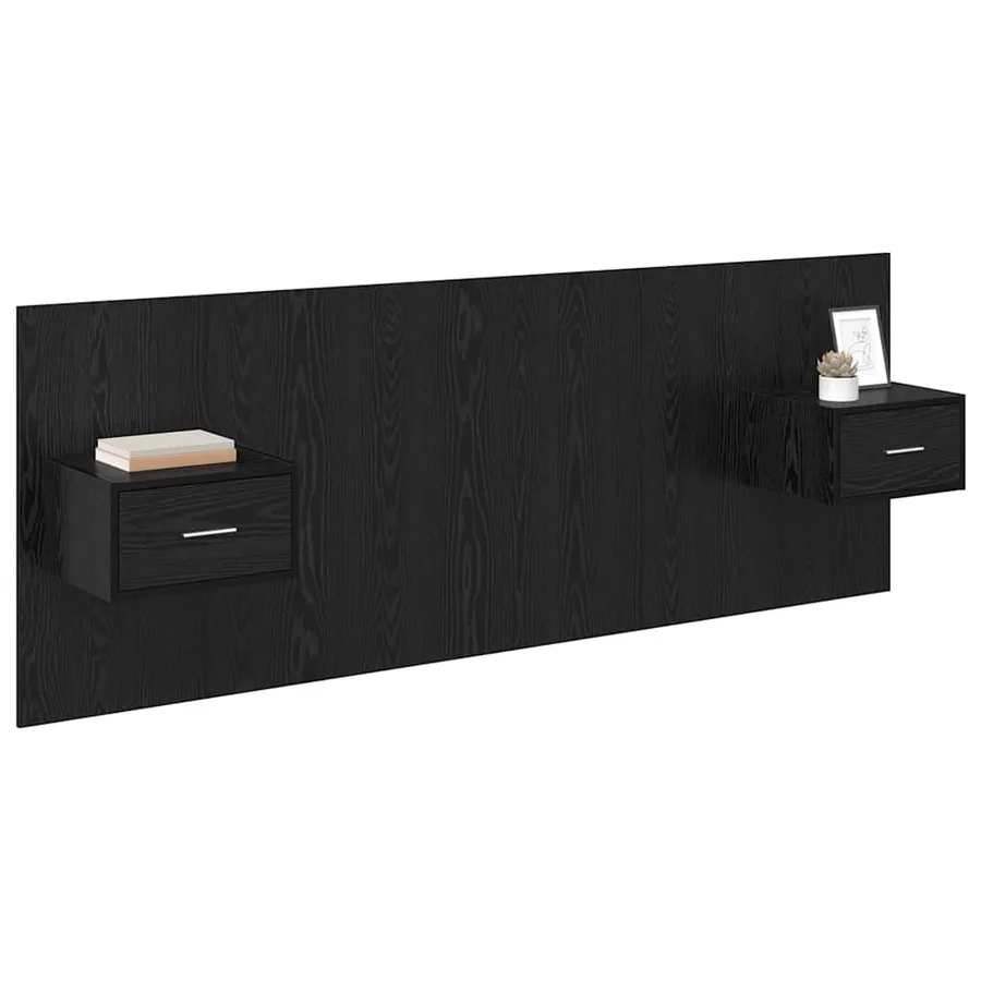 Tête de lit avec armoire 3 pcs Chêne noir Bois d'ingénierie - 3