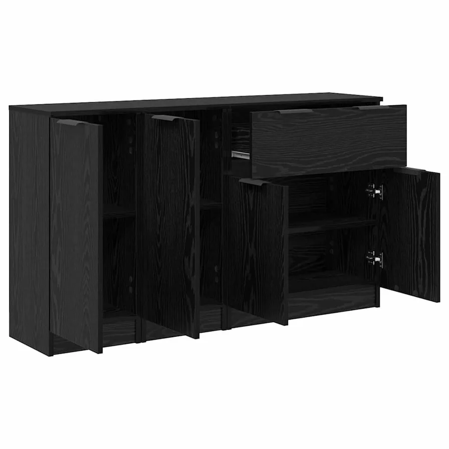 Buffet avec tiroir 3 pcs Chêne noir Bois d'ingénierie - 6