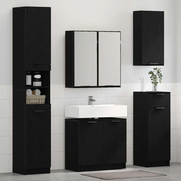 Ensemble de mobilier de salle de bain 3 pcs Chêne noir