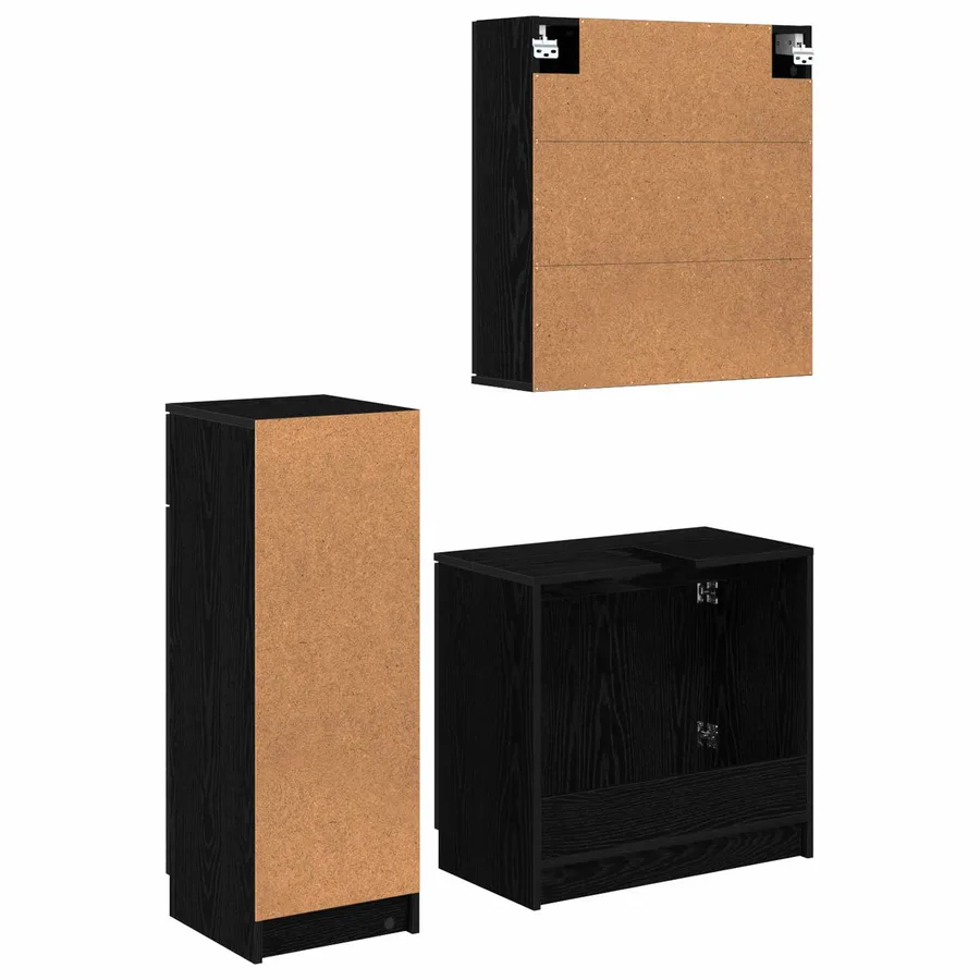 Ensemble de mobilier de salle de bain 3 pcs Chêne noir - 10